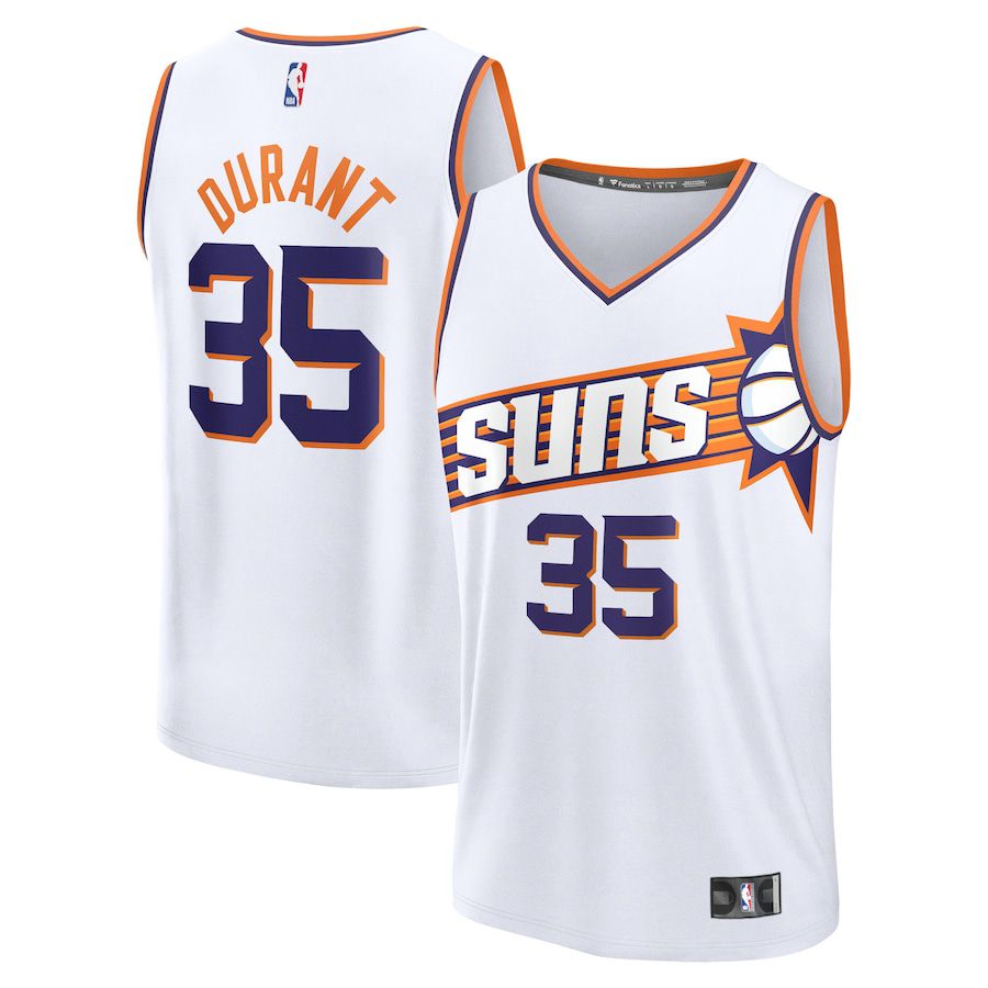 Men Phoenix Suns #35 Kevin Durant Fanatics Branded White Association Edition 2023-24 Fast Break Replica NBA Jersey